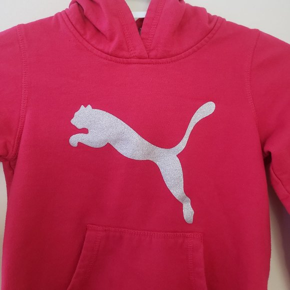 🦋UNISEX Pink Puma Glitter Sweatshirt Pull Hoodie - Picture 3 of 8